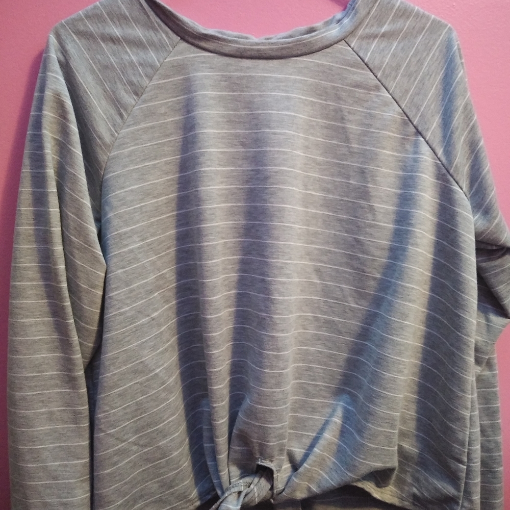 Gray And white Striped Shirt, Ellison, Size Large.